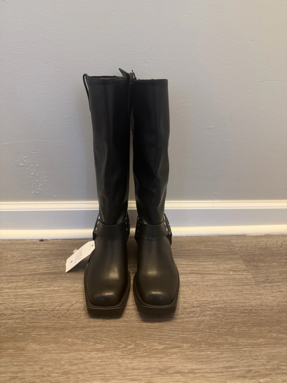 No Boundaries Black Tall Square-Toe Riding Boots